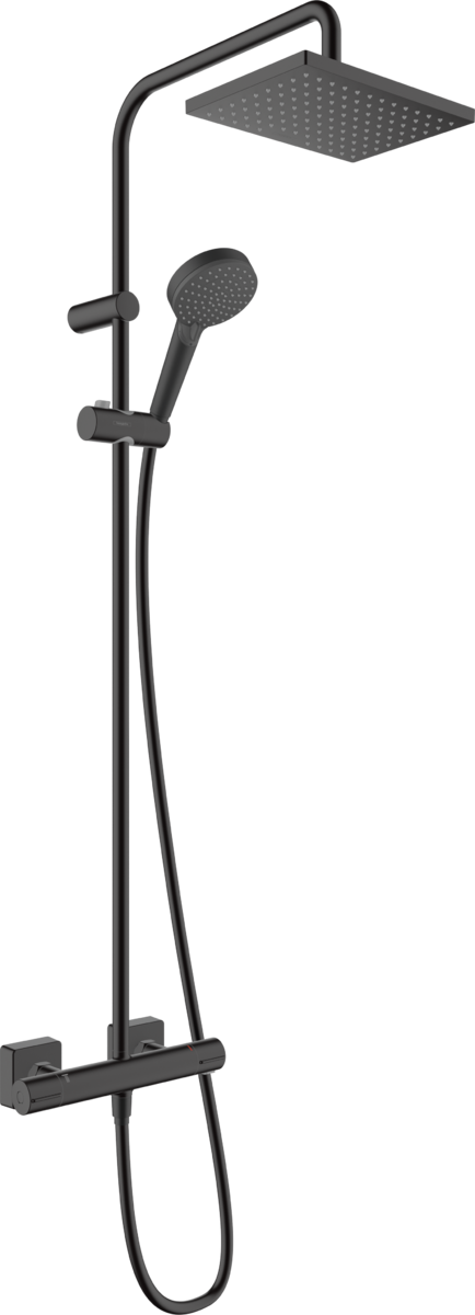 Душевая система HANSGROHE Vernis Shape Showerpipe 230 1jet 26097670 с термостатом, с EcoSmart, матовый чёрный
