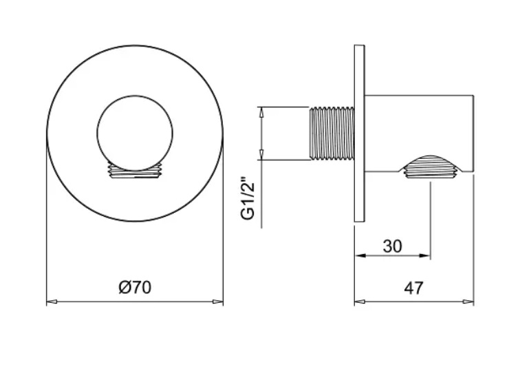 Вывод из стены для душевого шланга ALMAR SHOWER ACCESSORIES E095040.CR с круглым отражателем, цвет Хром