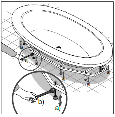 Встраиваемая акриловая  ванна  Laufen  Alessi One  2.4397.0.000.000.1, 2030 x1020х575 мм, без панели,  каркас с ножками, белая