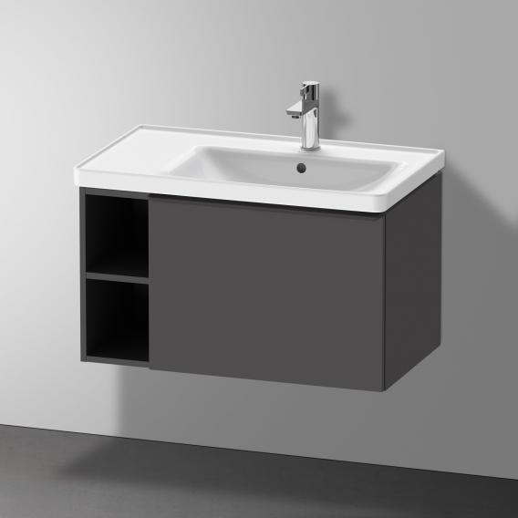 Тумба подвесная под раковину DURAVIT D-Neo DE425704949 784 мм х 452 мм, с выдвижным ящиком и открытой боковой полкой, графит матовый