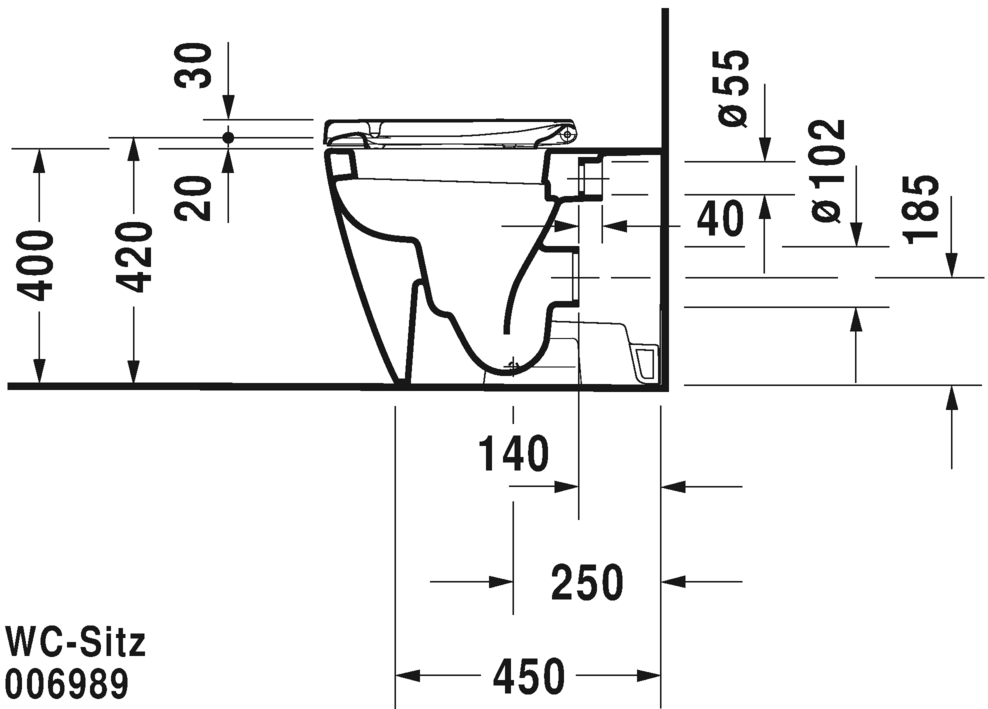 Напольный приставной унитаз Duravit Starck 2 2128090000 белый