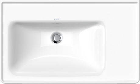 Раковина встраиваемая ассиметричная Duravit D-Neo 2369800060 800 мм х 480 мм, с переливом, без отверстия под смеситель, белая