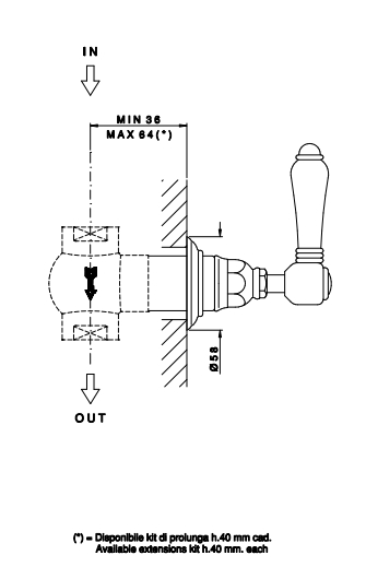 Наружная часть запорного вентиля NICOLAZZI THERMOSTATICO PETIT MONT BLANC 4912BZ78 Бронза/Белый