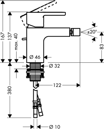 Смеситель для биде с онным клапаном Hansgrohe Metropol S 14262000 Хром (изделие снято с производства)