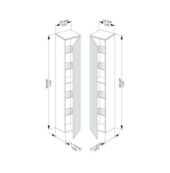Шкаф высокий подвесной KEUCO EDITION 400 31730 870001 петли слева, 4 стеклянные полки, корпус/фасад шпон, дуб кашемир