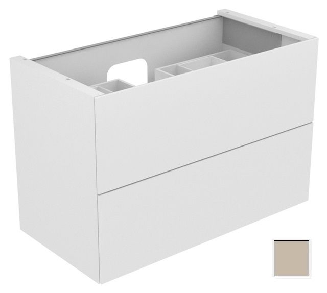Тумба подвесная под раковину KEUCO EDITION 11 31352 280000 с двумя выдвижными фронтами, корпус матовый лак/фасад матовое стекло, кашемир
