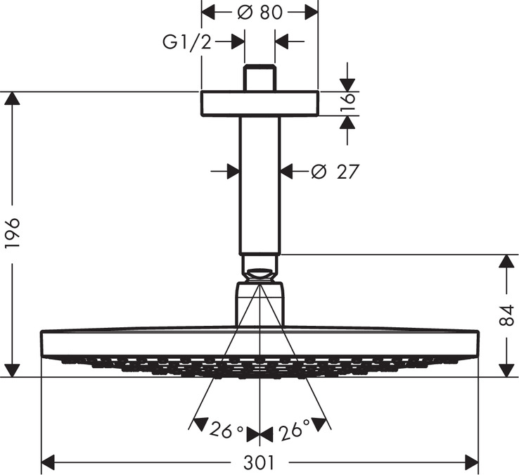 Верхний душ Hansgrohe Raindance Select S 300 2jet 27337400 белый/хром