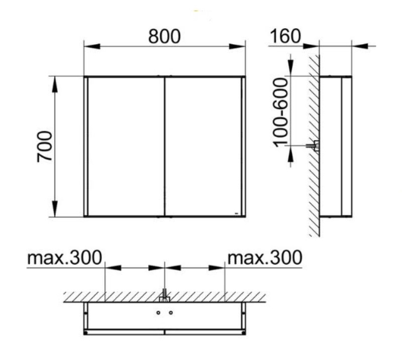 Зеркальный шкаф с подсветкой Keuco Royal Match 12802 171301 настенный монтаж
