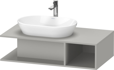 Тумба подвесная под раковину слева DURAVIT D-Neo DE4929040707 1000 мм х 550 мм, с открытой боковой полкой справа и консолью, бетонно-серый матовый