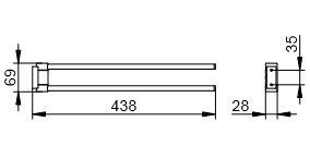 Держатель для полотенца двойной KEUCO Plan 14918 370000 438 мм, чёрный матовый