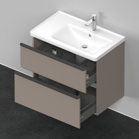 Тумба подвесная под раковину DURAVIT D-Neo DE435804343 784 мм х 452 мм, с выдвижным ящиком и выдвижным отделением, базальт матовый