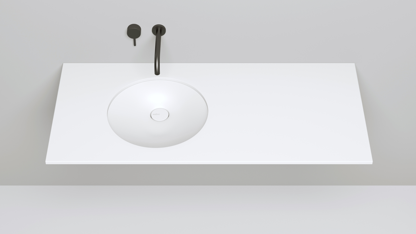 Раковина встраиваемая круглая SALINI MAREA 08 1802208M 420х420х135мм, S-Stone, без донного клапана, цвет Белый матовый