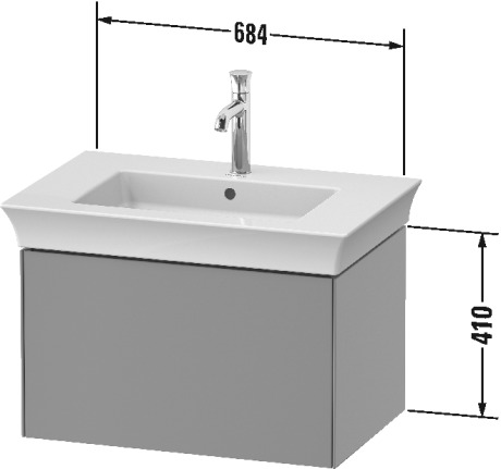 Тумба подвесная DURAVIT White Tulip WT42410H2H2 458 мм х 684 мм, с одним выдвижным ящиком, каменно-серый глянцевый