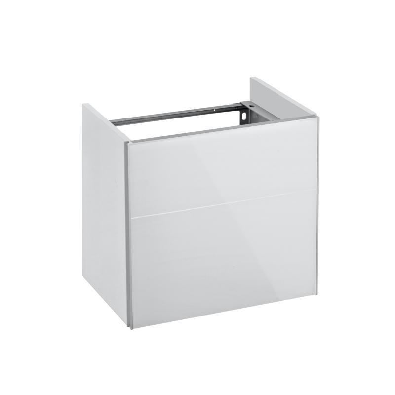 Тумба под раковину Keuco Royal Reflex 34090 210001 496x450x347 мм 1 дверца петли справа корпус белый глянец фасад белое стекло