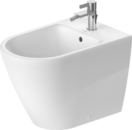 Напольное биде Duravit D-Neo 370 мм х 580 мм, c отверстием под смеситель, с переливом, с креплением, белое