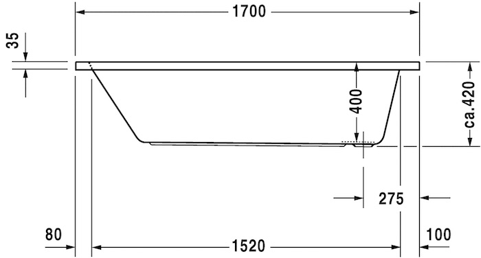 Акриловая встраиваемая ванна Duravit D-Code 700098000000000 1700 х 700