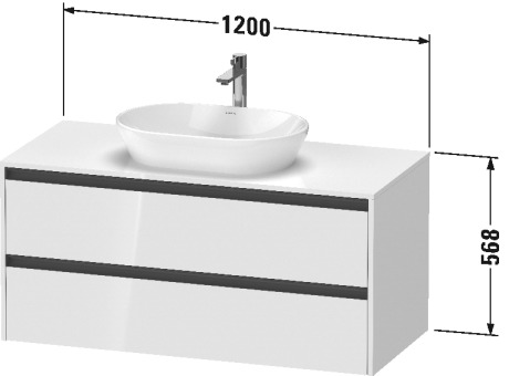 Тумба подвесная под раковину DURAVIT KETHO.2 K24897080800000 550 мм х 1200 мм х 568 мм, графит суперматовый