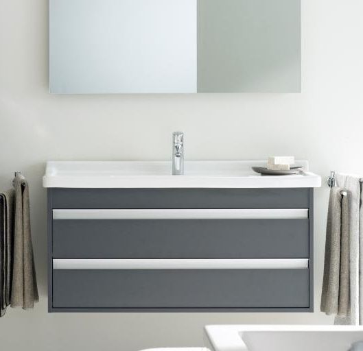 Тумба подвесная под раковину Duravit Ketho KT664504949 с двумя выдвижными ящиками, графит матовый