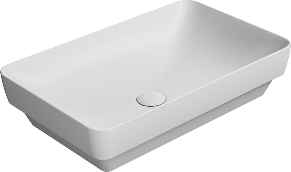 Раковина накладная GSI PURA 883709 600 мм х 380 мм, без отверстия для смесителя, без перелива, белый матовый
