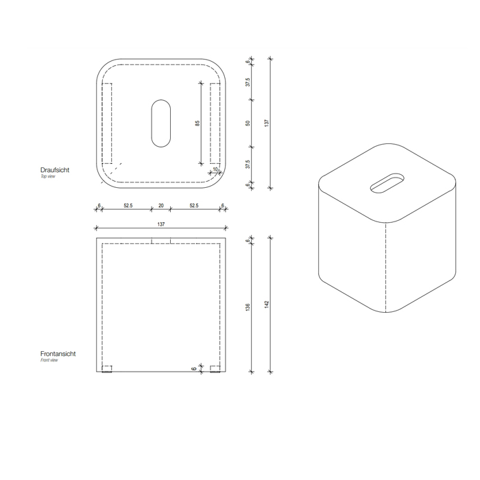 Контейнер для салфеток  DECOR WALTHER  STONE KBQ   0974050   13,5х13,5х13,5 см, из композита, цвет белый матовый
