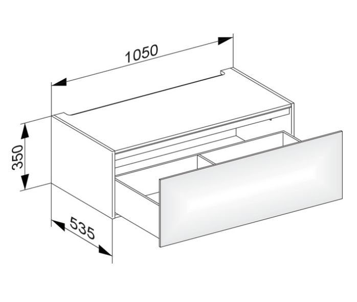 Модуль нижнего шкафа KEUCO EDITION 11 31312 210100 для встройки снизу, с одним выдвижным ящиком, с внутренней светодиодной подсветкой, корпус/фасад глянцевый лак, белый
