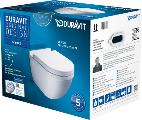 Подвесной унитаз Duravit Starck 3 Rimless 45270900A1 54 см с сиденьем (комплект)