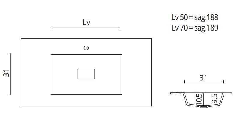 Раковина со столешницей BMT IKON COVER 870 811 109 01.4 C  1090х502х22 мм, с отверстием под смеситель, белый матовый