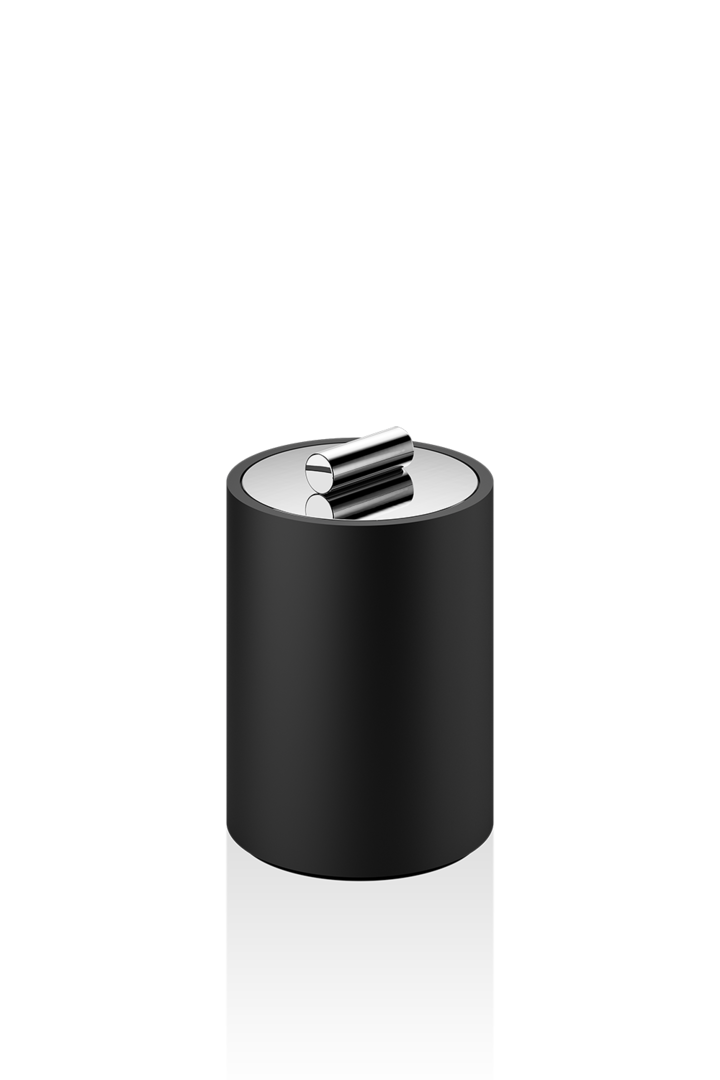 Контейнер настольный малый, универсальный, DECOR WALTHER  STONE DMD S   0971264   11,5 X Ø 8 см  из композита Solid Surface , с крышкой, цвет: черный матовый/хром