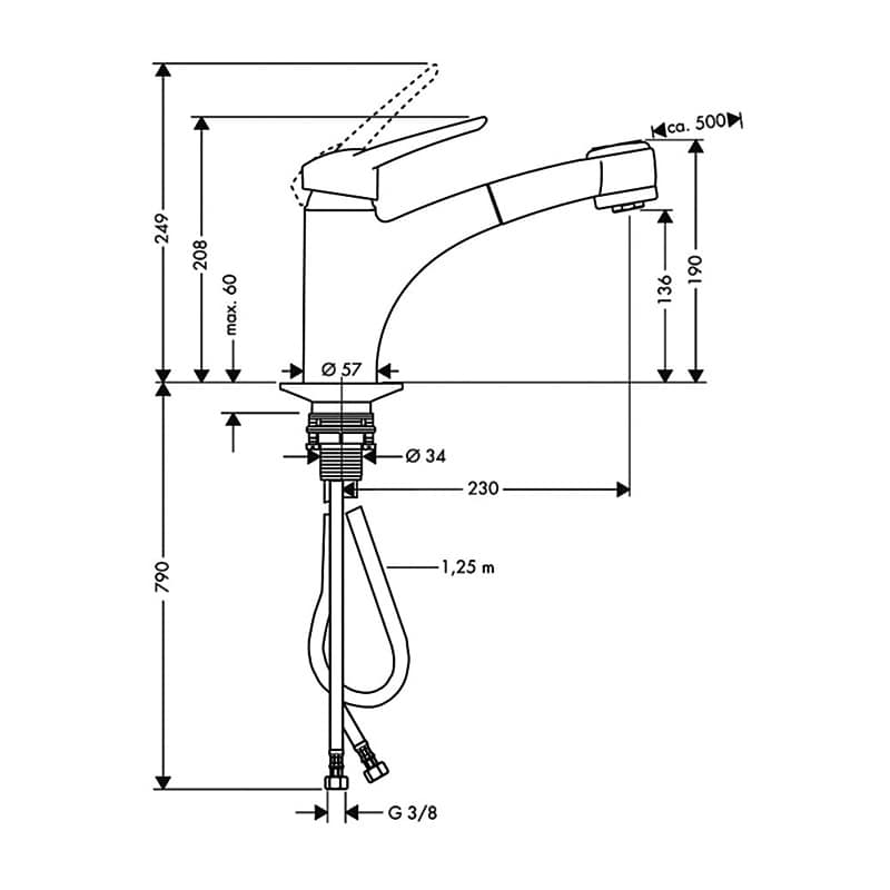 Смеситель для кухни с выдвижным изливом Hansgrohe Metropol 14837000 Хром