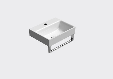 Раковина накладная/подвесная GSI NUBES 9684111 400 мм х 320 мм, с отверстием под смеситель, без перелива, с площадкой, белая глянцевая