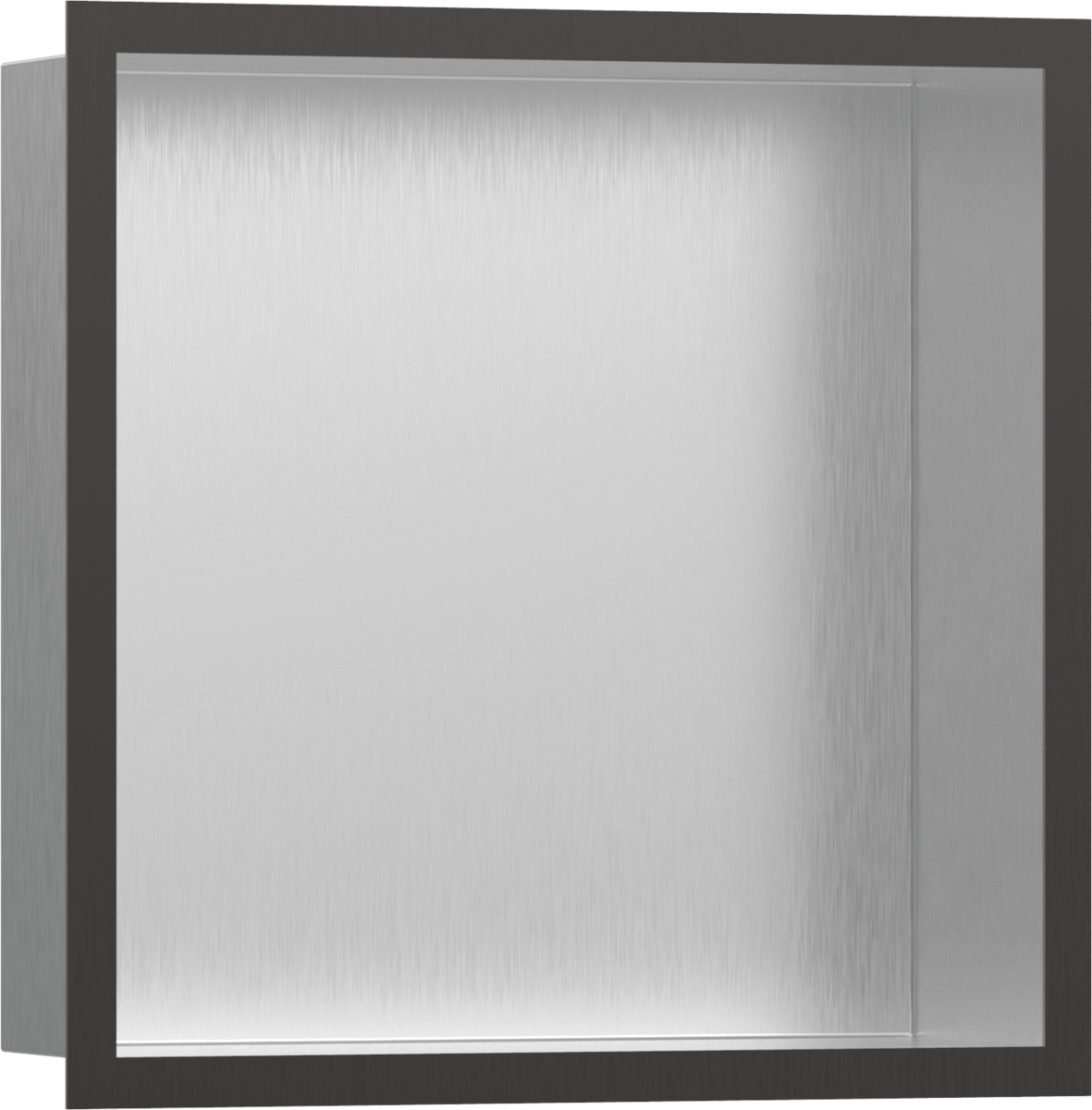Настенный короб HANSGROHE XtraStoris Individual 56097340 с дизайнерской рамой, 300 мм х 300 мм х 100 мм, полированная сталь/шлифованный чёрный хром