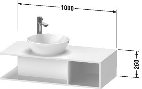 Тумба подвесная под раковину слева DURAVIT D-Neo DE491903535 1000 мм х 480 мм, с открытой боковой полкой справа и консолью, дуб терра