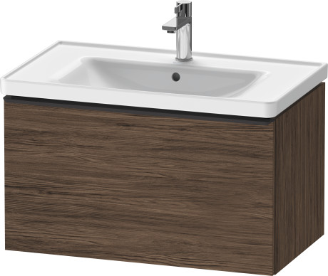 Тумба подвесная под раковину DURAVIT D-Neo DE425502121 784 мм х 452 мм, с одним выдвижным ящиком, орех тёмный