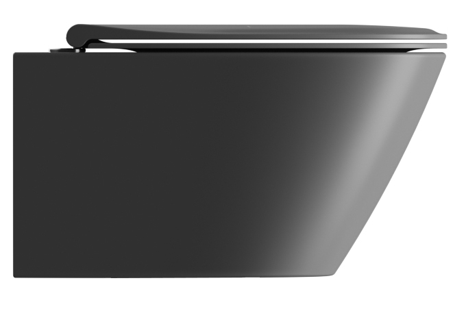 Унитаз подвесной безободковый GSI MODO+ 8415FR426 540 мм х 370 мм, с Swirlflush, с креплением, цвет Чёрный матовый Ardesia (старый артикул  841526  / 8415FR226)