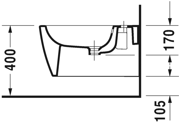 Подвесное биде Duravit ME by Starck 22881500001 с переливом, с покрытием WonderGliss, белое