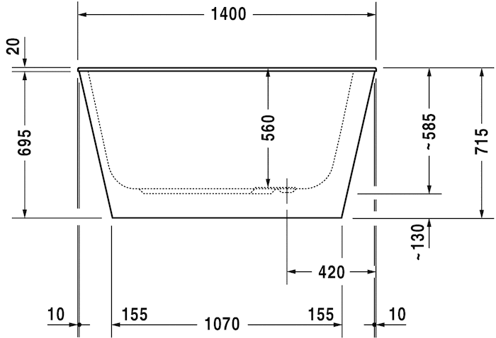 Акриловая встраиваемая ванна Duravit DuraStyle 700233000000000 1400 х 800