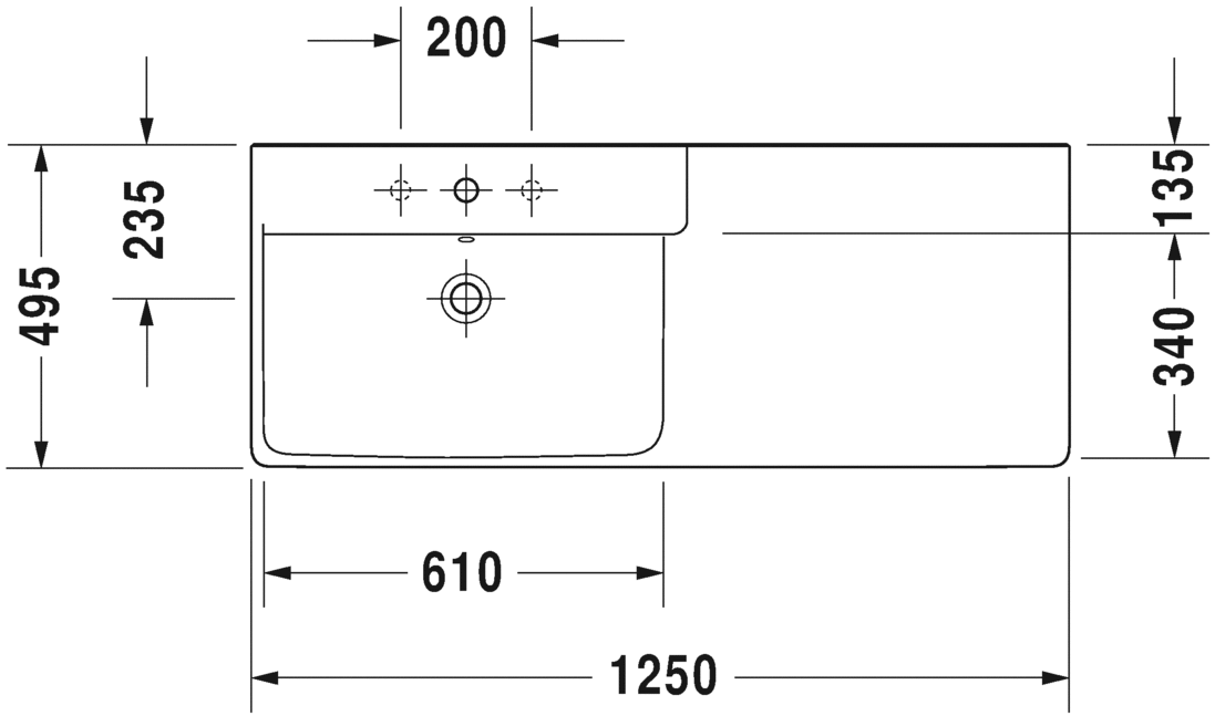 Раковина подвесная Duravit P3 comforts 2333120000 125х49см (изделие снято с производства)