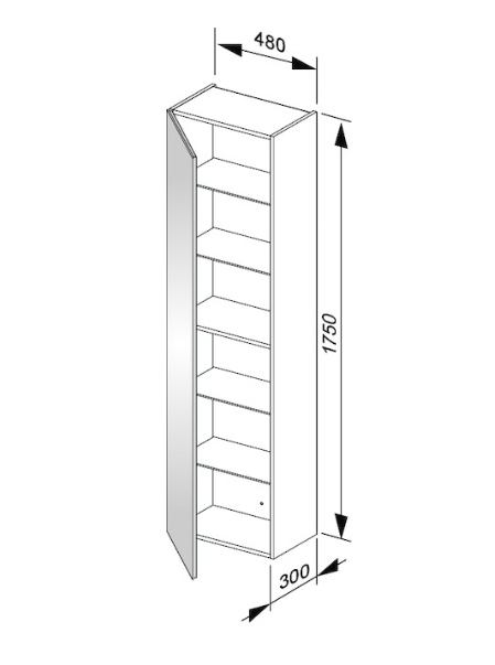 Высокий шкаф-пенал Keuco Plan 32930 110001 корпус лак матовый антрацит, фасад стекло антрацит глянцевый