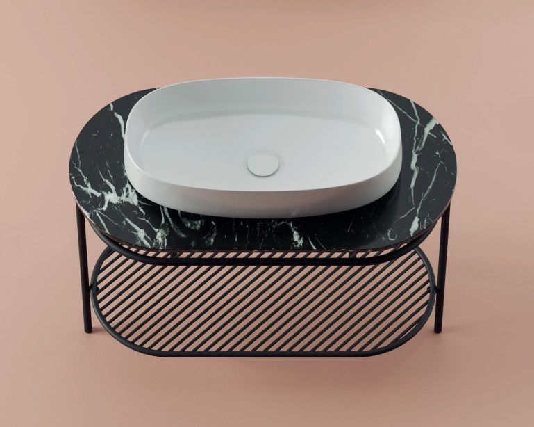 Раковина накладная ARTCERAM COGNAC COL005 17 00 680 мм х 350 мм, без отверстия под смеситель, без перелива, чёрный матовый