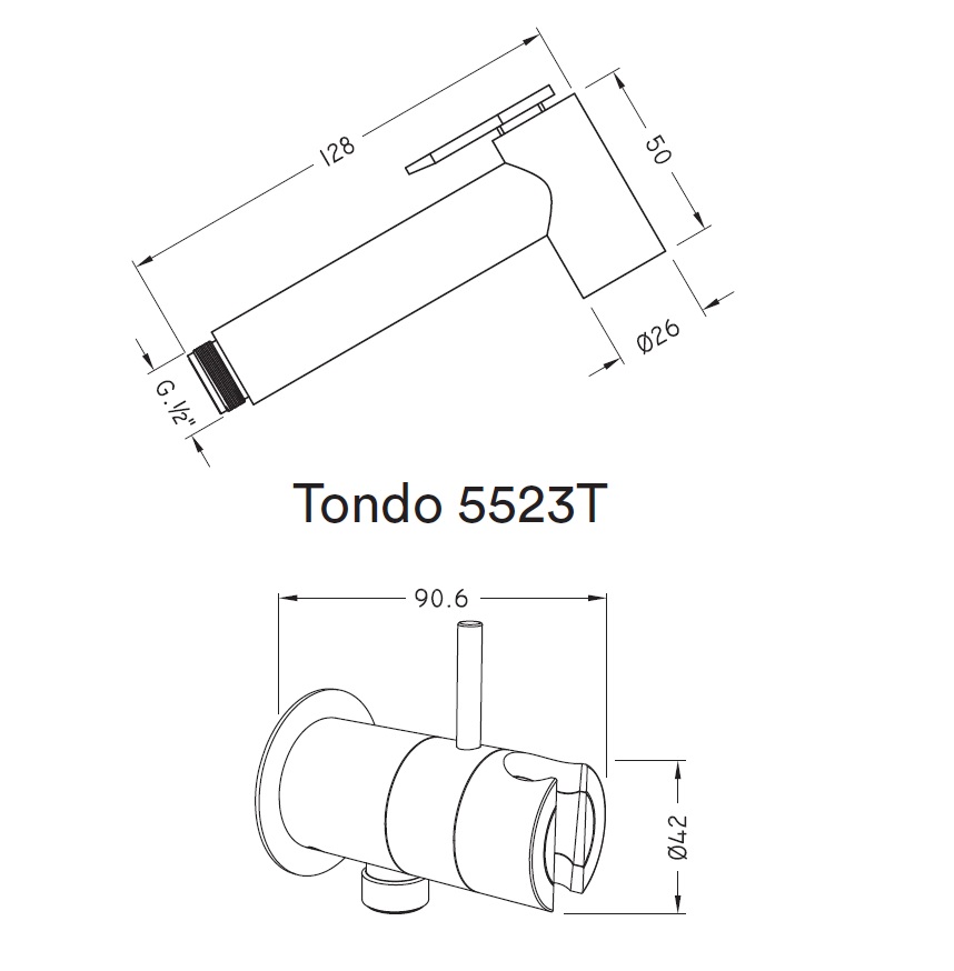 Гигиенический душ для биде NICOLAZZI DOCCIA Tondo 5523TCR с держателем без шланга, хром