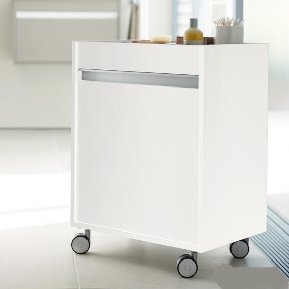 Тумба мобильная Duravit Ketho KT2530L1818 левая, с полками, с колёсиками, белая матовая