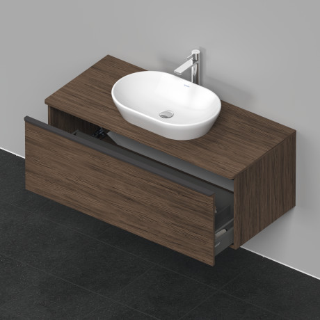 Тумба подвесная под раковину DURAVIT D-Neo DE494902121 1200 мм х 550 мм, с 1 выдвижным ящиком и консолью, орех тёмный
