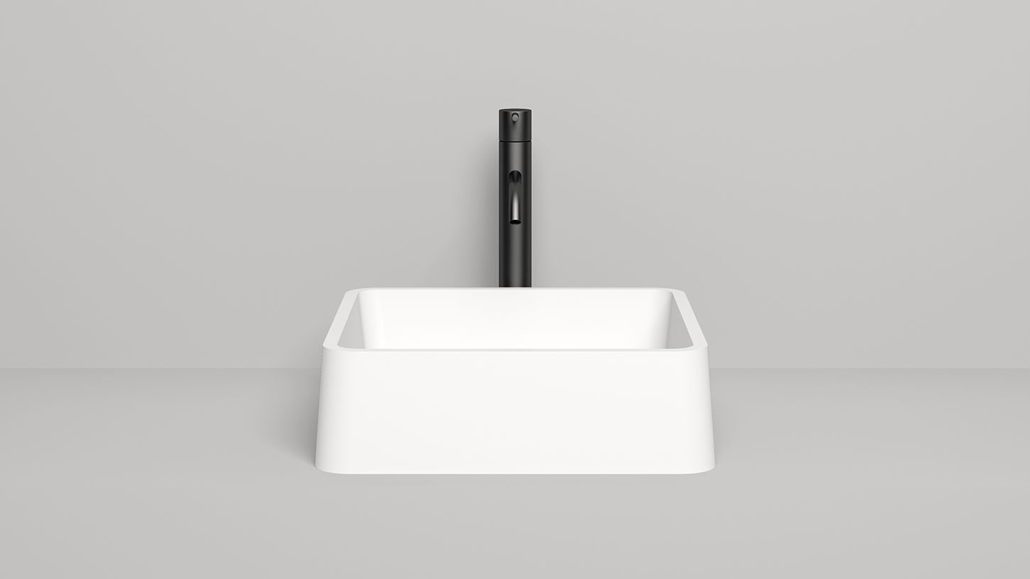 Раковина накладная квадратная SALINI GLORIA 02 1102202M 415х415х125мм, S-Stone, без донного клапана, цвет Белый матовый