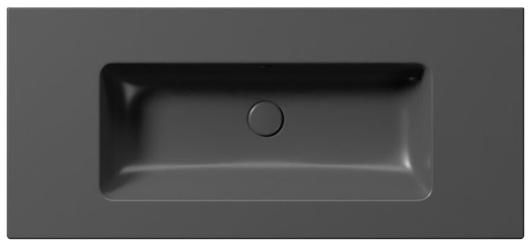 Раковина накладная/подвесная GSI PURA 8886026 1020 мм х 460 мм, без отверстия под смеситель, с переливом, без крепежа, цвет Чёрный матовый Ardesia