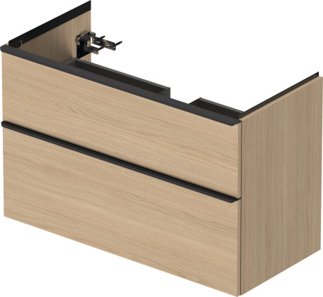 Тумба подвесная под раковину DURAVIT D-Neo DE435603030 984 мм х 452 мм, с выдвижным ящиком и выдвижным отделением, натуральный дуб