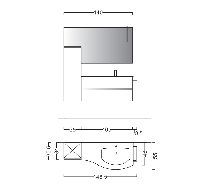 Средний шкаф-пенал BMT EVERYDAY 907 301 DMD 010 S 259  350х1090х340 мм, c  1 дверцей, петли слева, Pino Naturale