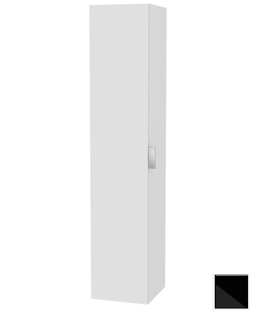 Шкаф - пенал высокий подвесной KEUCO EDITION 11 31331 570001 петли справа, 3 стеклянные полки, с бельевой корзиной, корпус матовый лак/фасад глянцевое стекло, чёрный