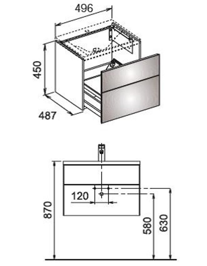 Тумба под раковину Keuco Royal Reflex 34040 110000 496x450x487 мм 1 ящик