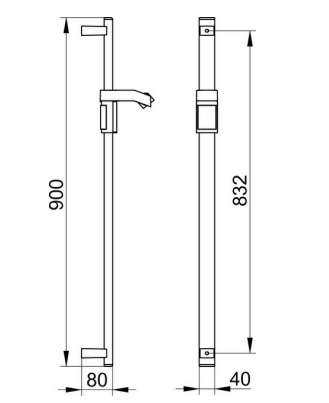 Душевая штанга KEUCO AXESS 35012 010900 900 мм, с держателем лейки, цвет Хром