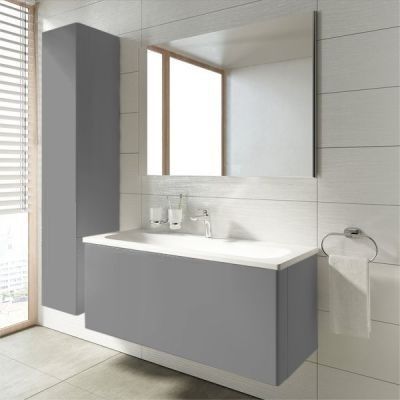 Высокий шкаф-пенал Keuco Royal Reflex  34030 130001 корпус матовый лак/фасад стекло титан